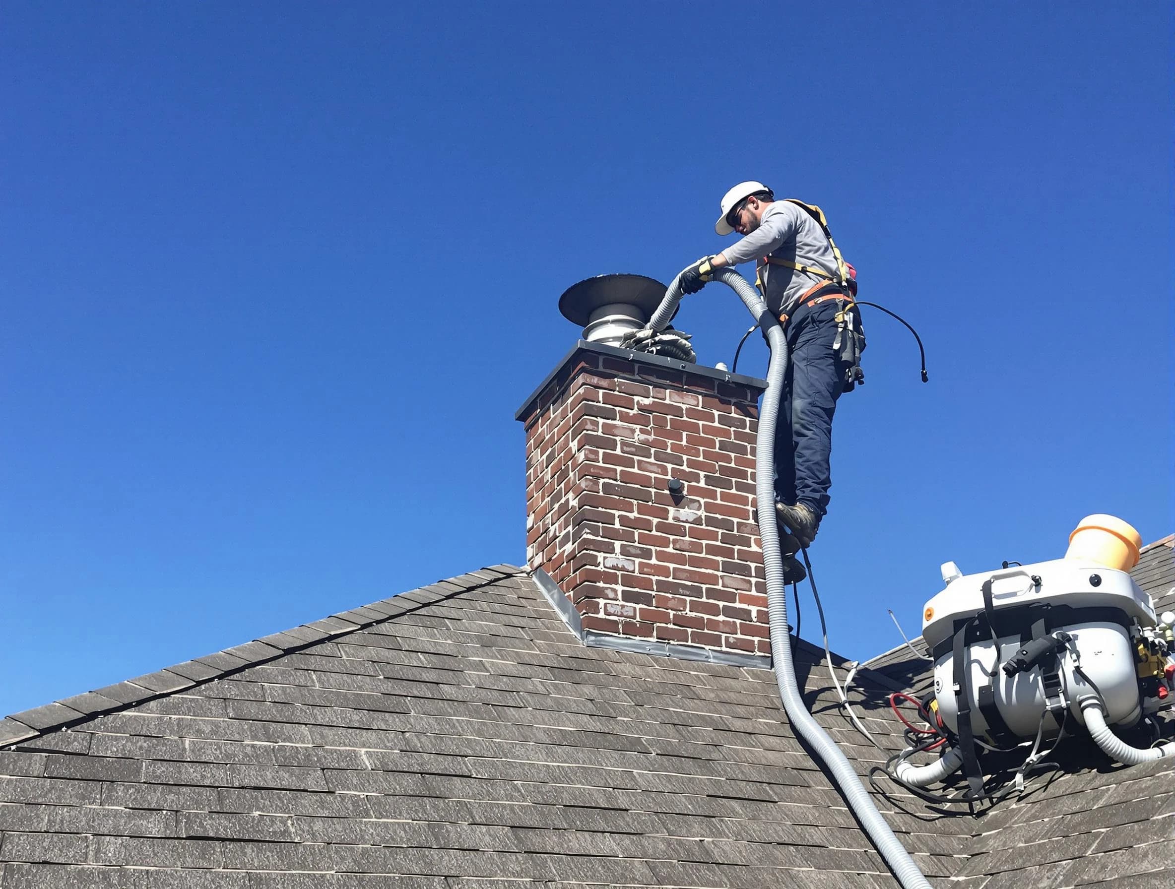 Dedicated Clarkstown Chimney Sweep team member cleaning a chimney in Clarkstown, NY