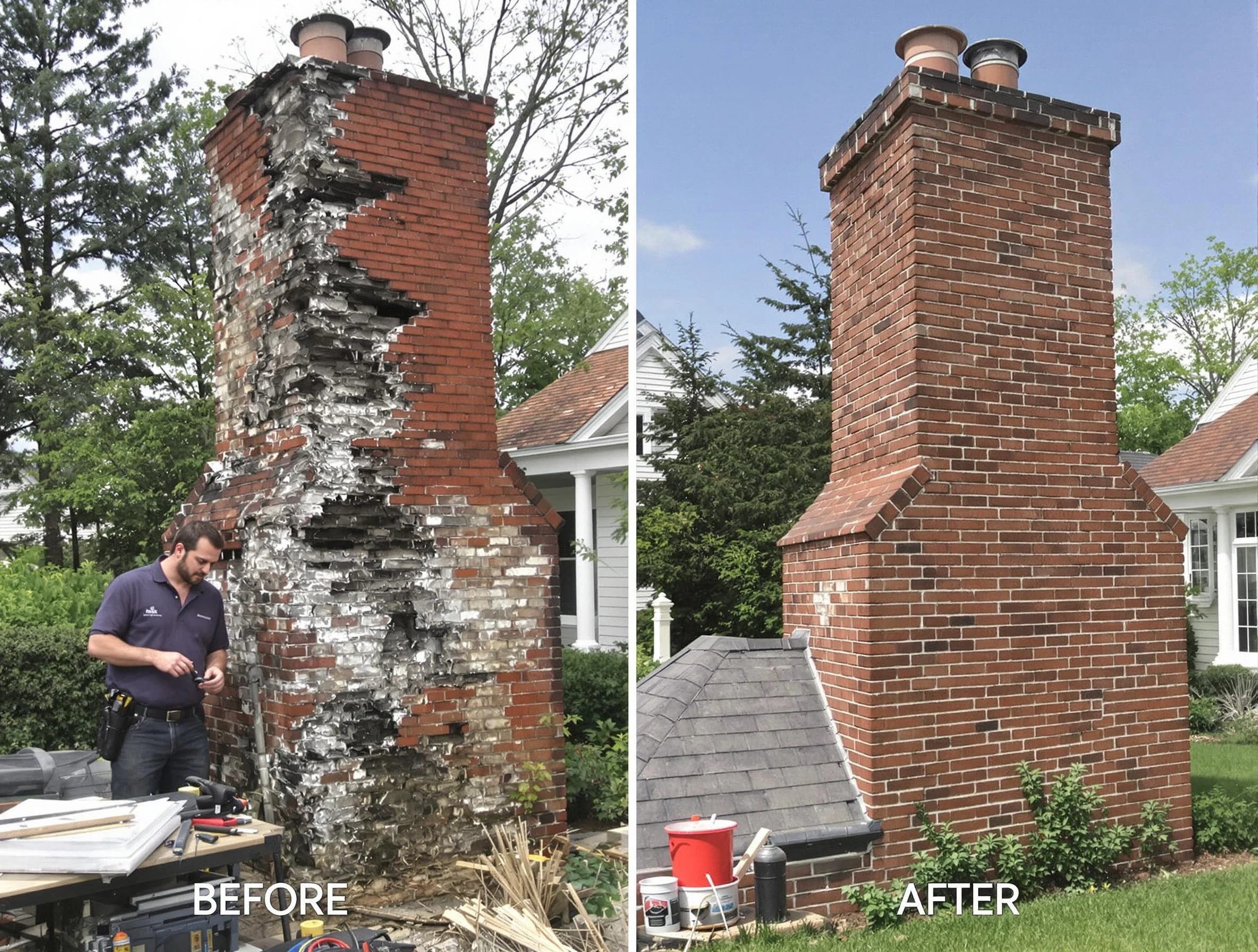 Clarkstown Chimney Sweep performing a full chimney restoration in Clarkstown, NY