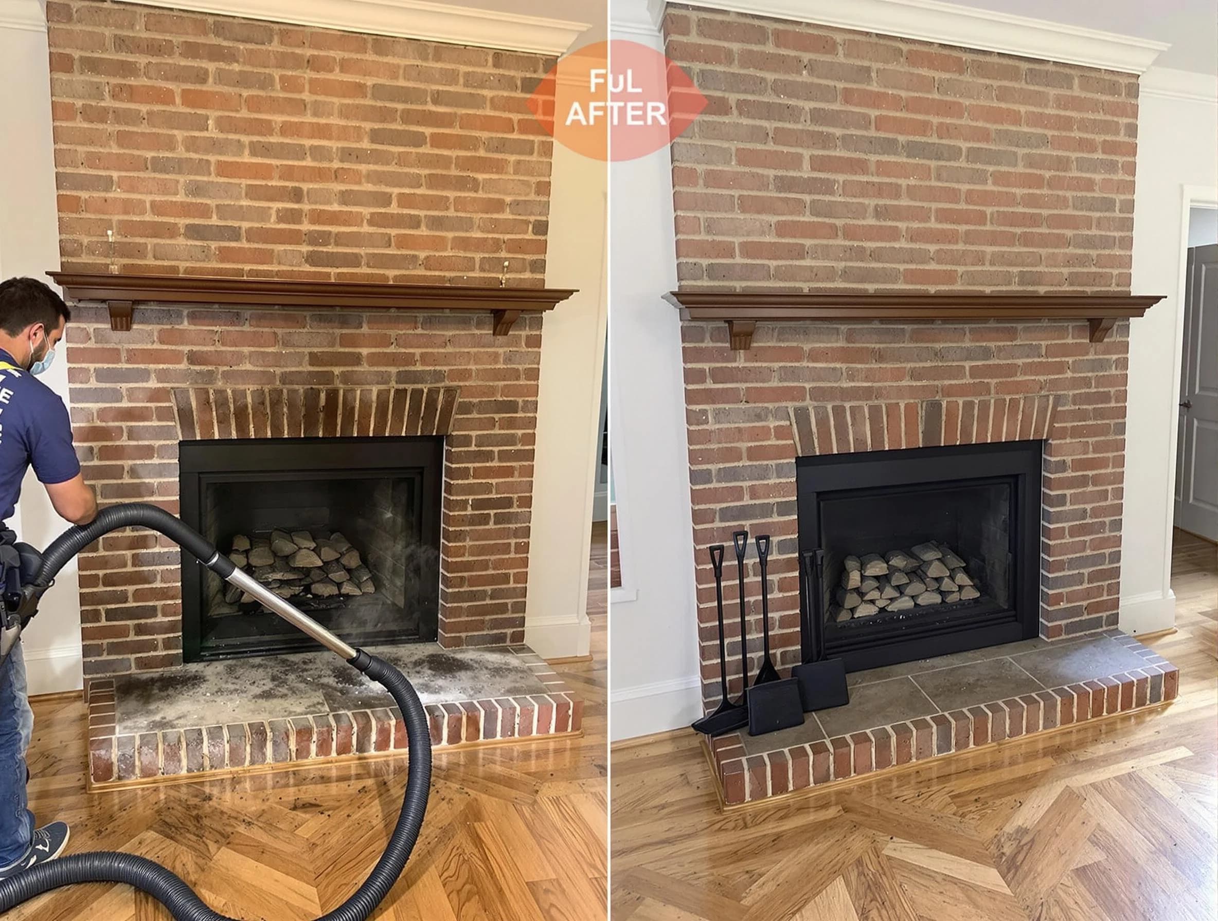Clarkstown Chimney Sweep carefully sanitizing a fireplace in Clarkstown, NY