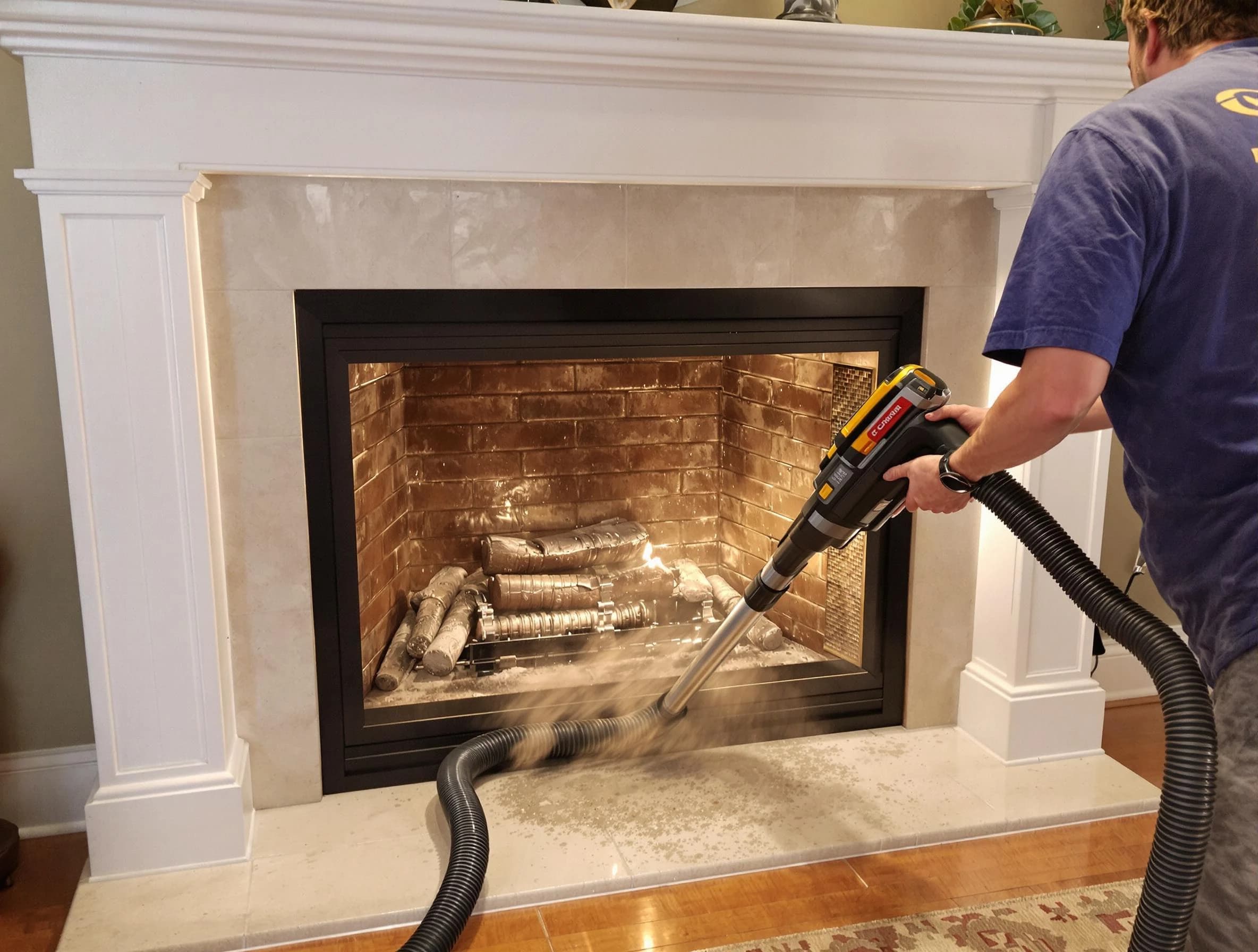 Fireplace cleaning performed by Clarkstown Chimney Sweep in Clarkstown, NY