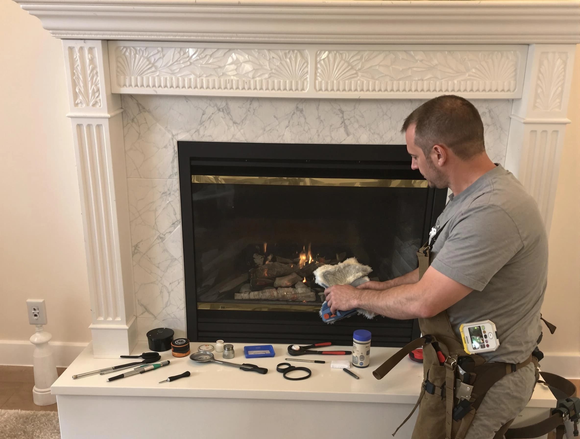 Clarkstown Chimney Sweep performing fireplace maintenance in Clarkstown, NY