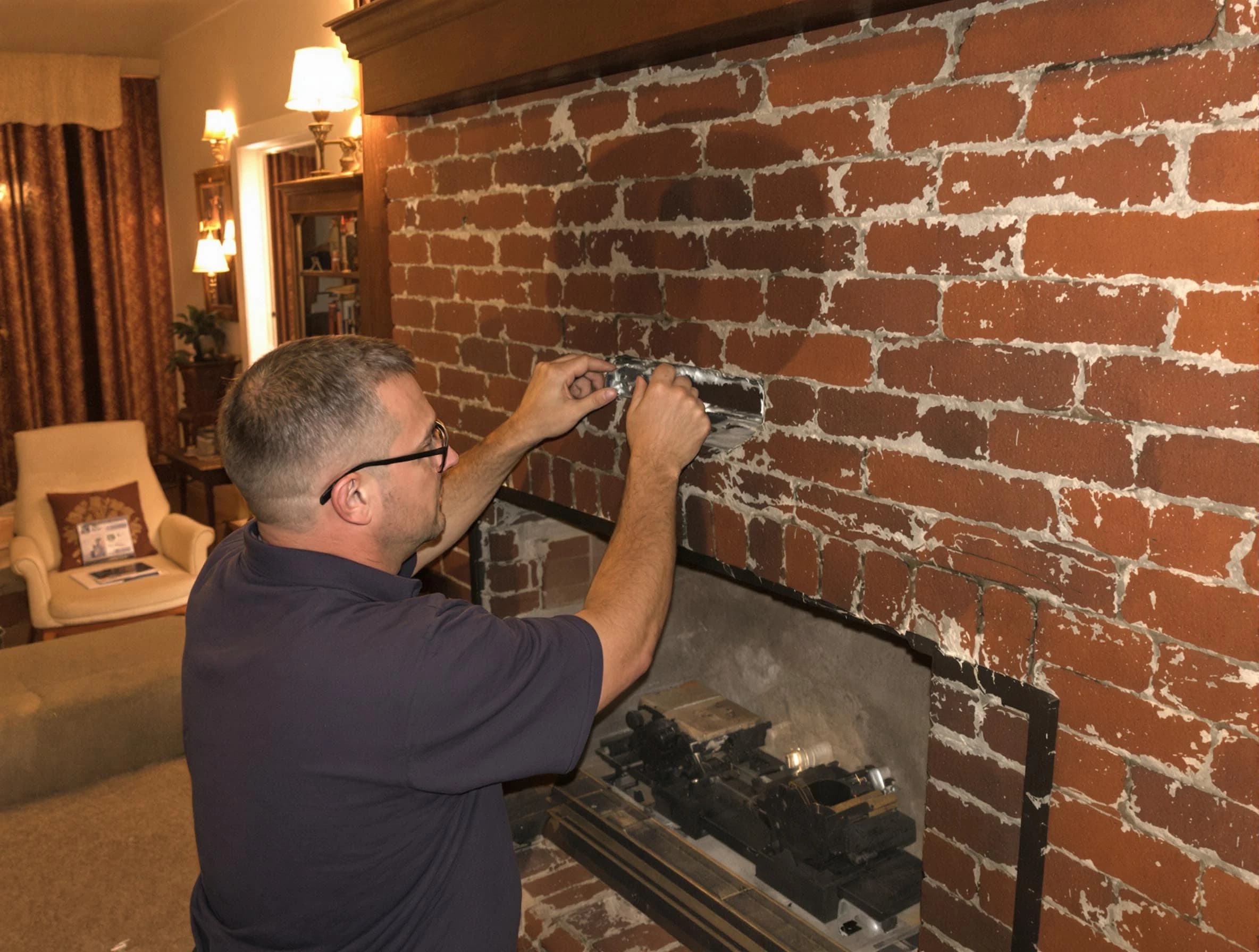 Clarkstown Chimney Sweep expert fixing a fireplace in Clarkstown, NY