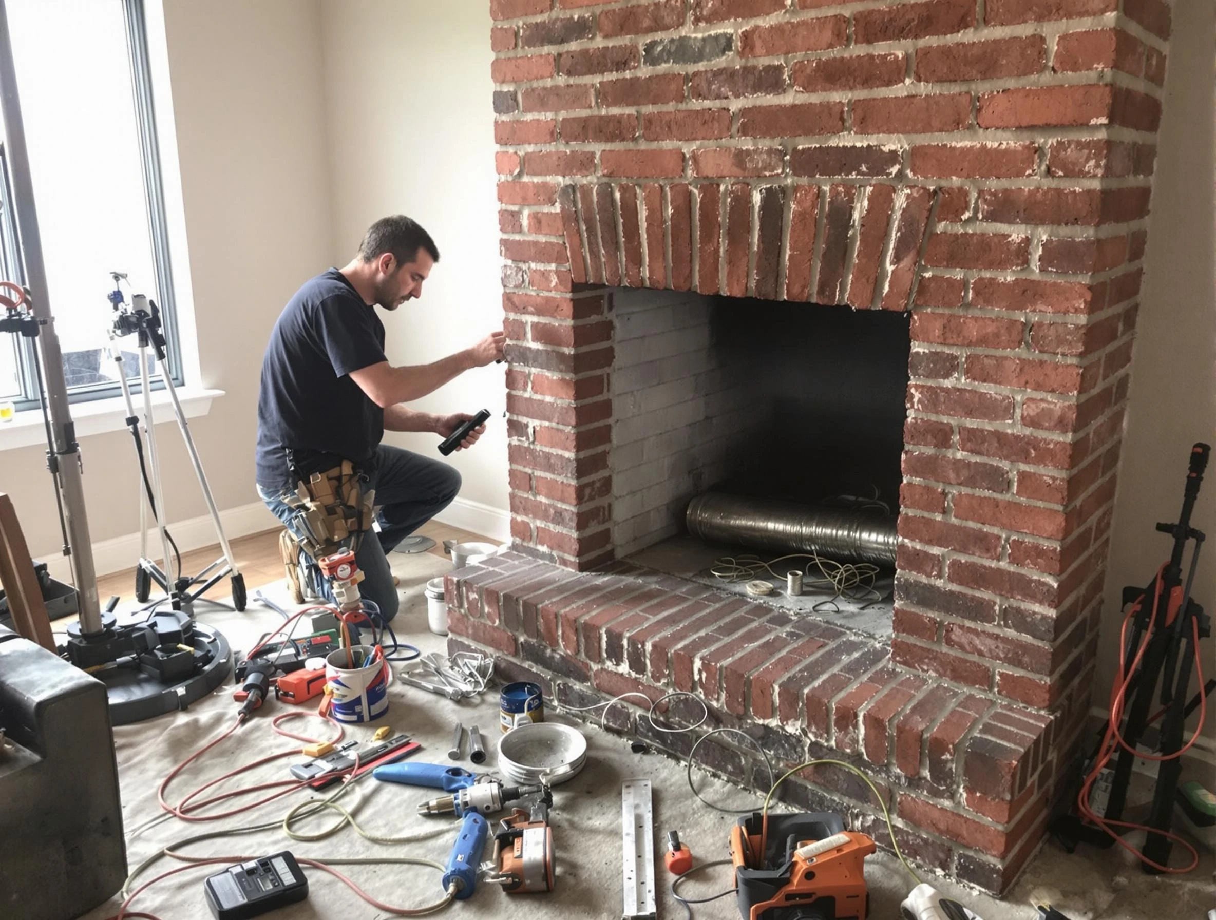Clarkstown Chimney Sweep specialist finalizing chimney liner service in Clarkstown, NY